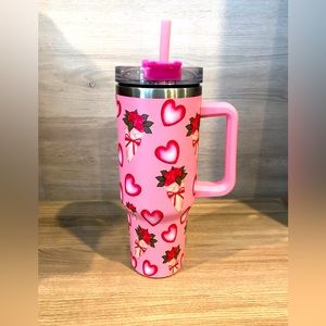 New heart🩷 40oz Stainless Steel Tumbler/Cup Pink Hearts